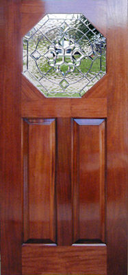 Custom mahogany door octagon window