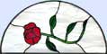 Custom stained leaded glass arched rose window