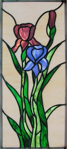 irises stained and leaded glass window