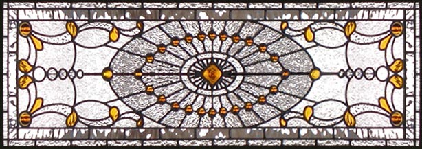 HADDINGTONSP large custom Victorian style stained and leaded glass transom window