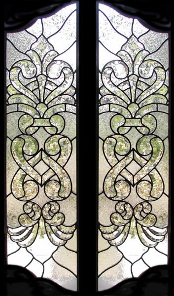 Custom leaded glass door windows with Infinity bevels